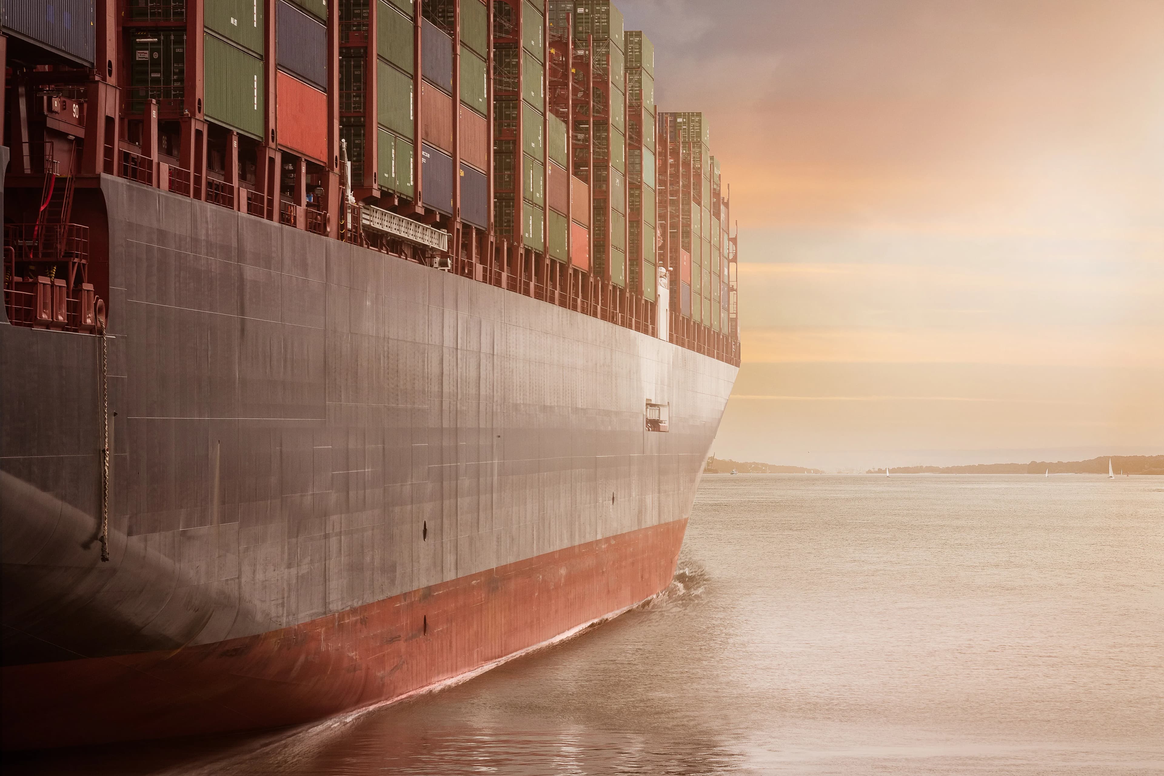 Large container ship carrying sea freight cargo between Nigeria and the UK or Europe